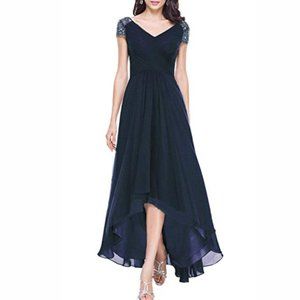 Dark blue hi-low gown NWOT